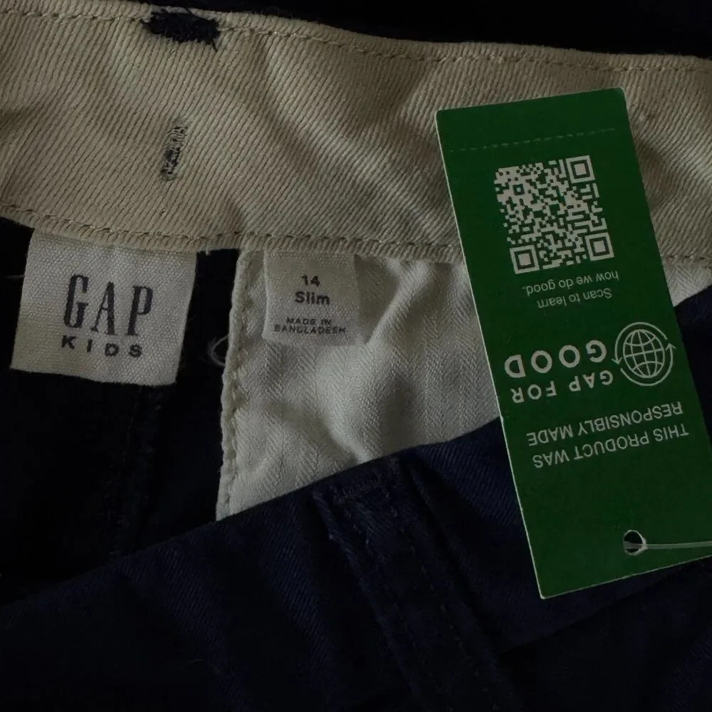 New Gap Kids Uniform Dressy Chino Shorts  Navy Blue Boys Size 14 Slim